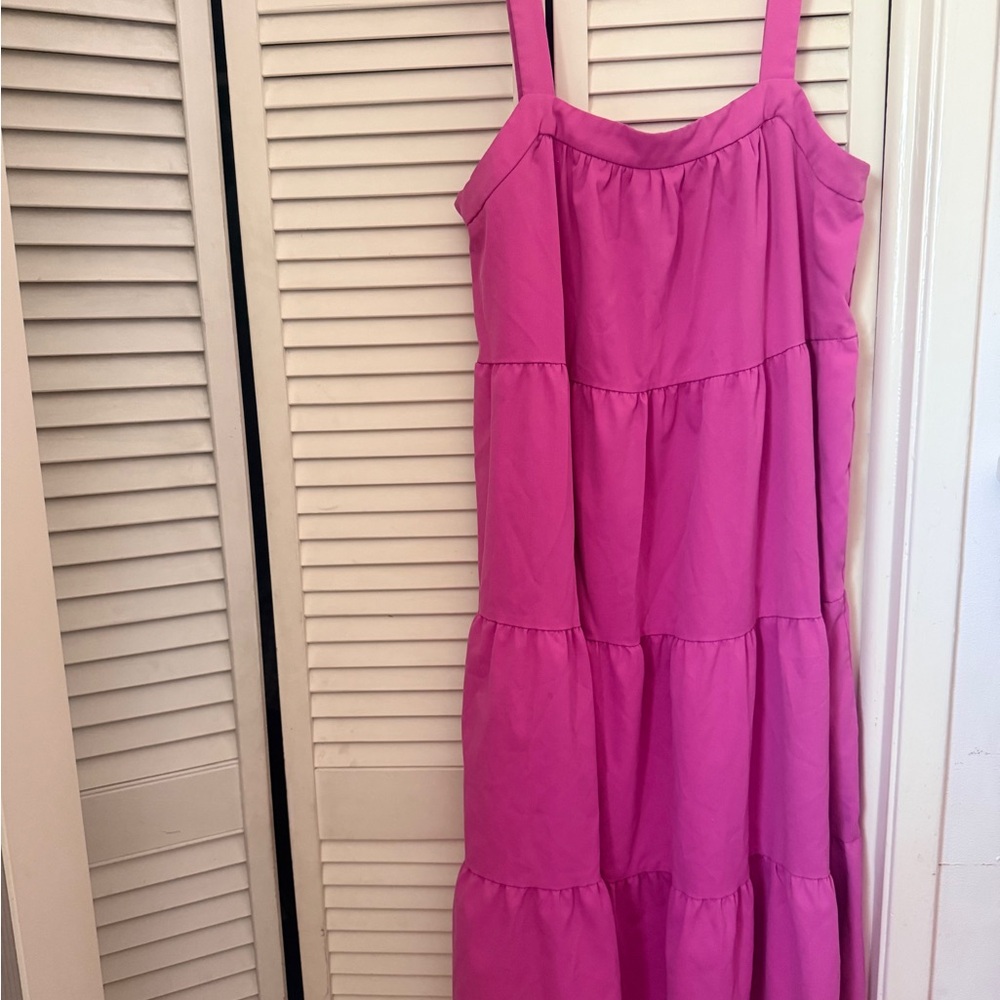 Bright Pink Tiered Sun Dress